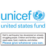 UNICEF HAITI RELIEF FUND $25 Charitable Contribution 