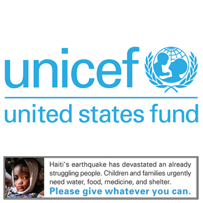 UNICEF HAITI RELIEF FUND $25 Charitable Contribution - Help children affected by the earthquake in Haiti by donating $25.