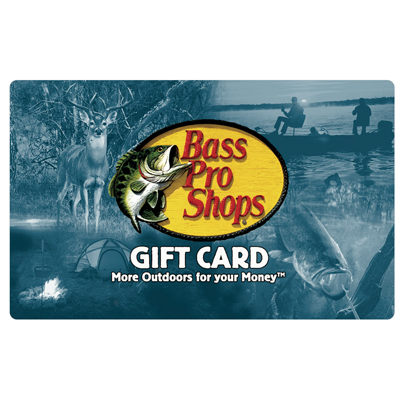 BASS PRO SHOPS<sup>&reg;</sup> $50 Gift Card - Use this gift card for all of your outdoor recreation needs. 
